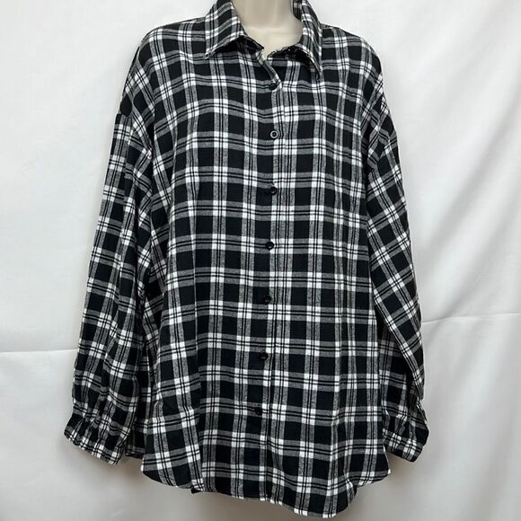 Hotouch black and white plaid flannel shirt size xl - Picture 1 of 13